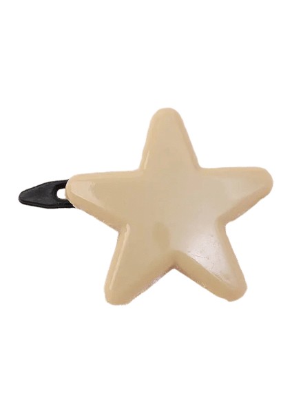 Süper Sevimli Pembe Bej Kalp Şeklindeki Pentagram Saç Klibi Tatlı Serin Yıldızlar Yan Saç Tokası Basit Güzel Kore Bej Pentagram (Yurt Dışından)