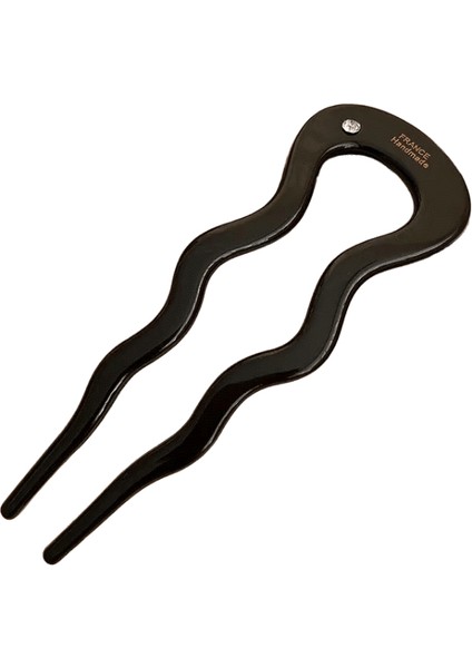 Fransızca Twist Saç Çubuk Kupa Asetat Dalgalı U Şeklindeki Saç Tokası Vintage Kaplumbağa Kabuğu Saç Bun Pin Meapwear 04 (Yurt Dışından)