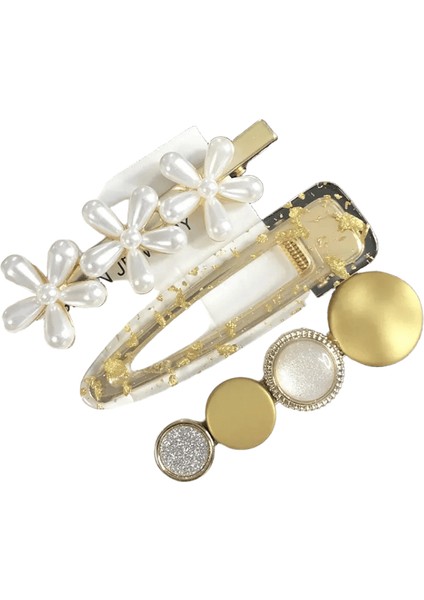Yeni Moda 3/4pcs Set Set Inci Saç Klipsi Korece Saçkop Geometrik Kristal Saç Ettes Kız Saç Türü Set 9 (Yurt Dışından)