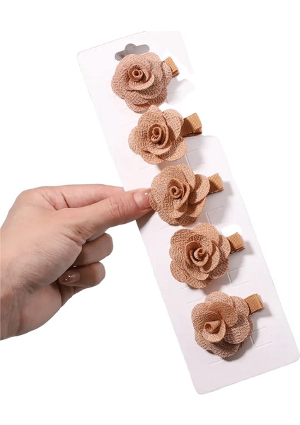 5pcs/set Düzli Tatlı Camellia Saç Klipleri Çocuklar Çiçek Saç Tokaları Kapalı Güvenlik Klipleri Şaplak 2 (Yurt Dışından)