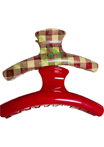2pcs/set Vintage Mavi Polka Nokta Kırmızı Yay Köpekbalığı Pençe Kelepçe Saç Tokası Ette Koreli Saç Baş Aksesuarı 2 Adet (Yurt Dışından)