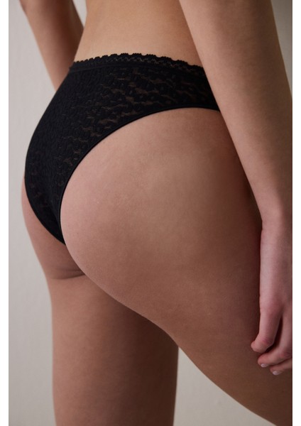 Easy Lace V Shape Siyah Brazilian Külot
