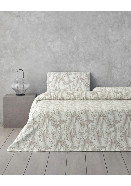 Botanical Spring Kolay Ütülenir Tek Kişilik Nevresim Takımı 160x220 cm Bej