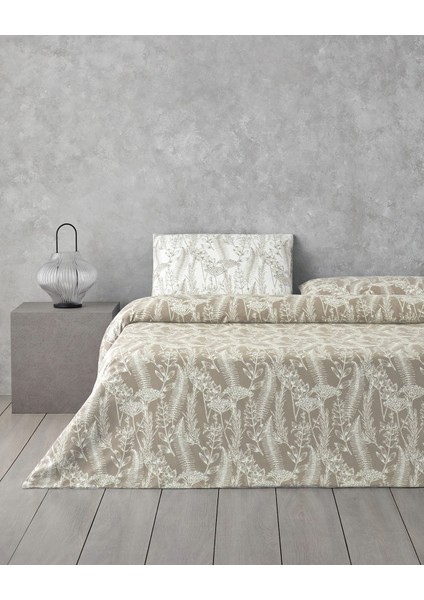 Botanical Spring Kolay Ütülenir Tek Kişilik Nevresim Takımı 160x220 cm Bej