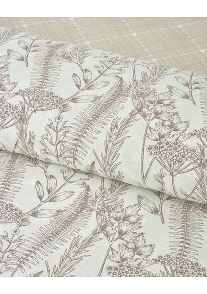 Botanical Spring Kolay Ütülenir Tek Kişilik Nevresim Takımı 160x220 cm Bej
