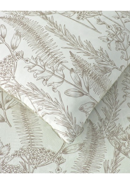 Botanical Spring Kolay Ütülenir Tek Kişilik Nevresim Takımı 160x220 cm Bej