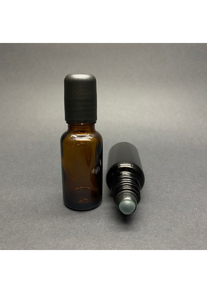 20 cc Amber Cam Roll On Şişesi , Siyah Kapaklı Rollon Şişe 20 ml x 3 Adet