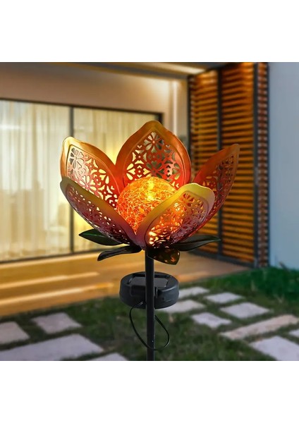 Güneş Enerjili Dekoratif Metal Çiçek Bahçe Balkon Teras LED Aydınlatma Solar Glass Flower Light fiyatları