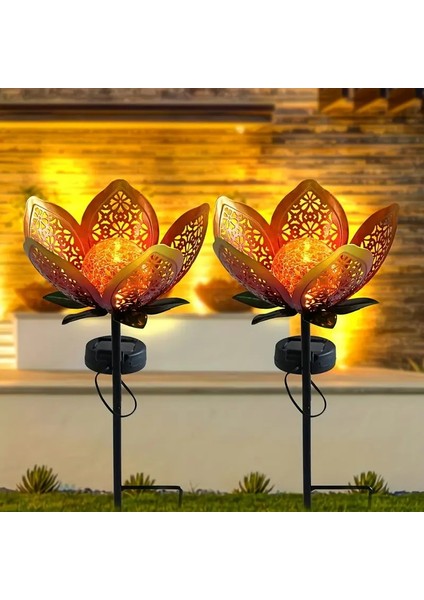 Güneş Enerjili Dekoratif Metal Çiçek Bahçe Balkon Teras LED Aydınlatma Solar Glass Flower Light modelleri
