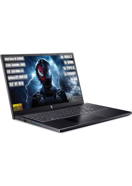 Nitro V 15 I9-13900H 32 GB 1 TB SSD RTX 4060-8 GB 15,6" FHD IPS 165 Hz Freedos NH.QQEEY.007+321