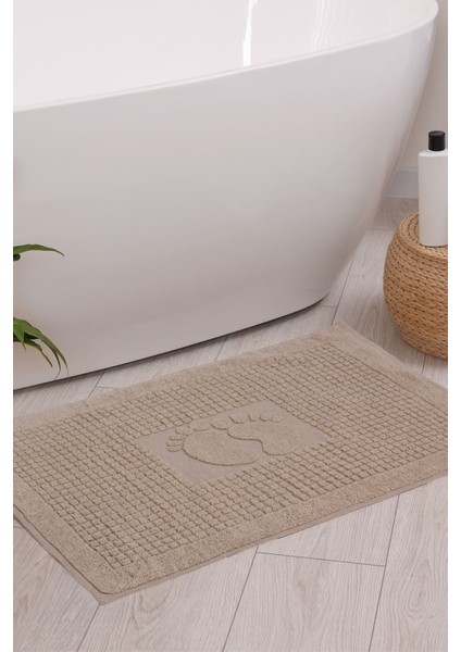 Banyo Kareli Ayak Desenli Pamuk Ayak Havlusu 50 x 70 cm