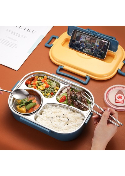 4 Bölmeli Aletli Taşınabilir Bento Yemek Kutusu (Yurt Dışından) fırsatları