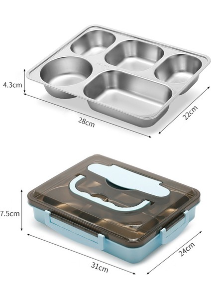 Paslanmaz Çelik 5 Bölmeli Sızıntısız Yemek Kutusu (Yurt Dışından) modelleri