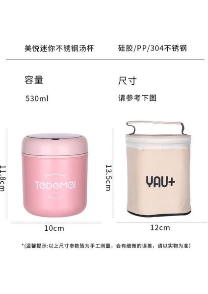 Kahvaltı Kupası Yemeklik 304 Paslanmaz Çelik Isı Yalıtımlı Pembe 530ML Kaşıklı (Yurt Dışından) fırsatları