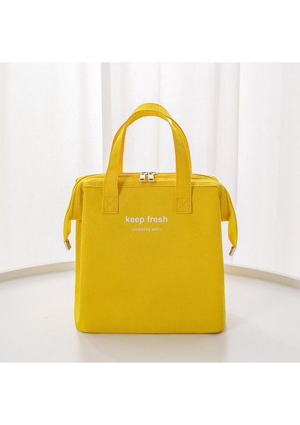 Büyük Kapasiteli Isolasyonlu Taşınabilir Macaron Sarısı Yemek Çantası (Yurt Dışından)