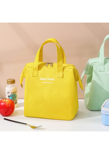 Büyük Kapasiteli Isolasyonlu Taşınabilir Macaron Sarısı Yemek Çantası (Yurt Dışından) indirimleri