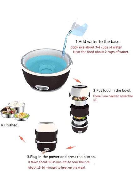 2l 3 Katlı Taşınabilir Isıtmalı Elektrikli Yemek Kutusu (Yurt Dışından) fırsatları