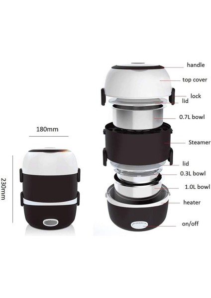 2l 3 Katlı Taşınabilir Isıtmalı Elektrikli Yemek Kutusu (Yurt Dışından) indirimleri