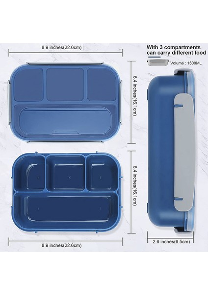 Japon Deniz Mavisi 1.3 L Bölmeli Plastik Yemek Kutusu (Yurt Dışından) fırsatları