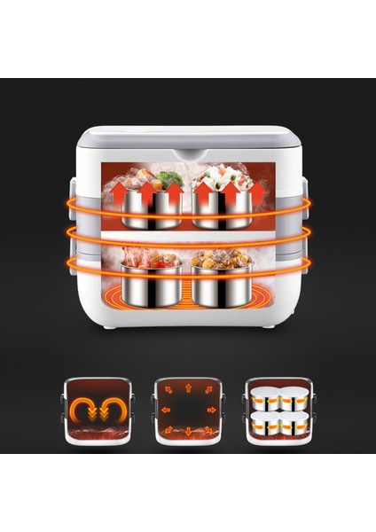 Paslanmaz Çelik 2 Katlı 200W Taşınabilir Elektrikli Yemek Kutusu Yemek Isıtıcı (Yurt Dışından) fırsatları
