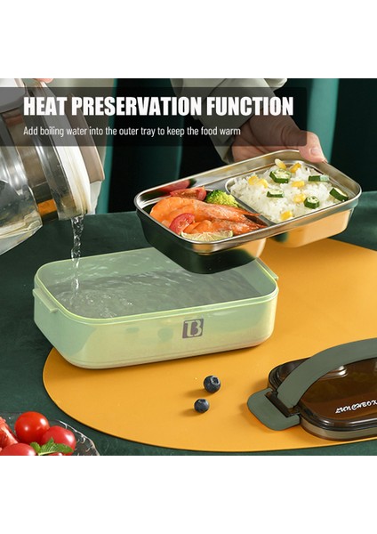1.4l Çıkarılabilir 304 Paslanmaz Çelik Iki Katlı Sızıntısı Olmayan Açık Yeşil Yemek Kutusu (Yurt Dışından) fırsatları