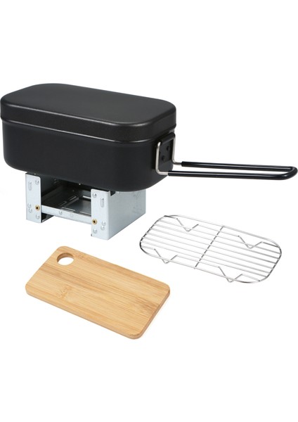 4'lü Pişirme Gereci Kamp Yemek Seti Alkolli Ocak ve Buharda Pişirme Raflı (Yurt Dışından)