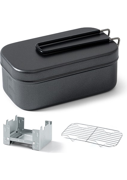 800ML Teflonlu Alüminyum Yemek Kutusu, Katlanabilir Alkolli Ocak ve Çeşitli Outdoor Amaçlar Için Buharda Pişirme Rengi (Yurt Dışından)