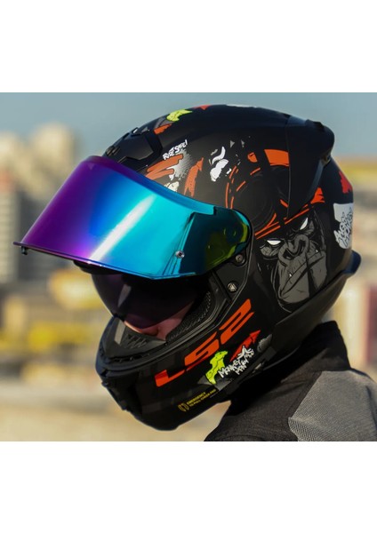 Stream 2 Angry Monkey Kapalı Motosiklet Kaskı Gökkuşağı Camlı fiyatları