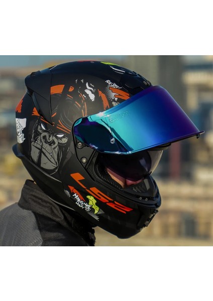 Stream 2 Angry Monkey Kapalı Motosiklet Kaskı Gökkuşağı Camlı modelleri