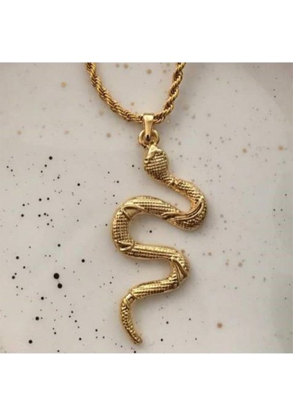 Yılan Figürlü Gold Kolye