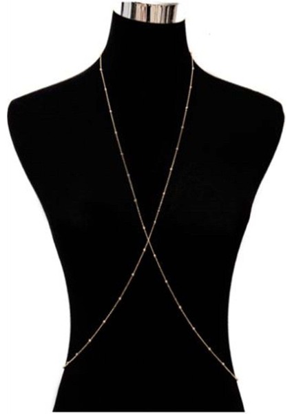 Kadın Mini Top Boncuklu Stylish Vücut Zinciri, Bel Zinciri, Vücut Aksesuarı - Gold fiyatları