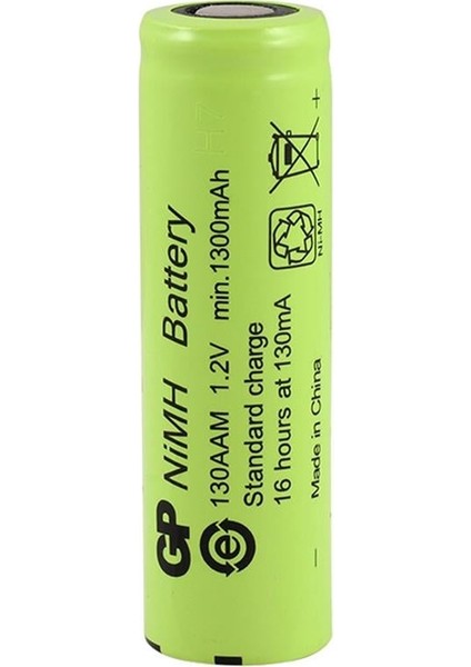 1.2 Volt 1300 Ma Düz-Kafa Şarjlı Kalem Pil 130AAM