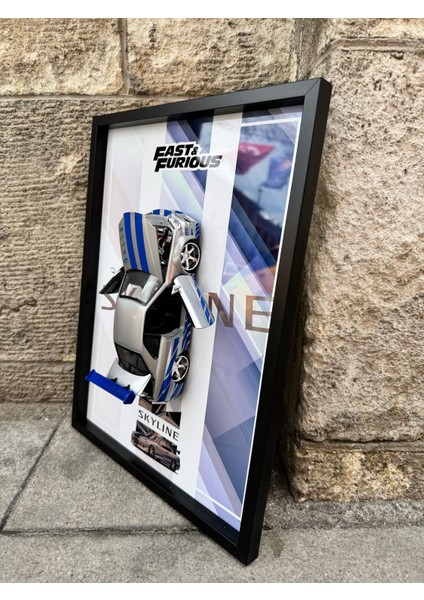 1/24 Fast & Furious Nissan Skyline 30X40 cm Metal Levha Baskılı Çerçeve modelleri