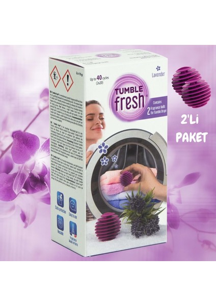 Kurutma Makinesi Lavanta Koku Kapsülü 2'li Paket (Fresh Lavender) -40 Kurutma