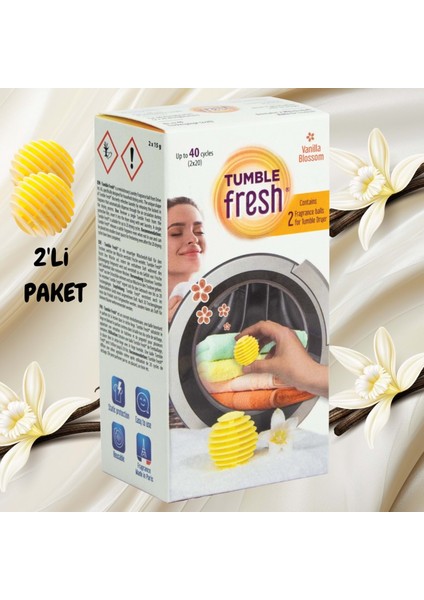 Kurutma Makinesi Vanilya Koku Kapsülü 2'li Paket (Vanilla Blossom) -40 Kurutma