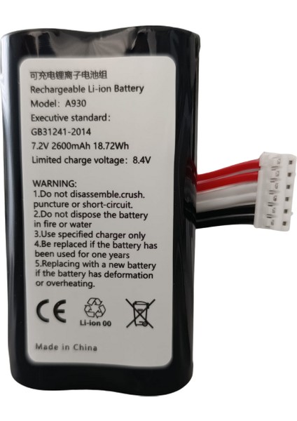 Pax A930 ve Pax A910 Uyumlu Pos Cihazi Bataryası 7.2V 2600MAH Şarj Edilebilir Lityum-Iyon Pos Pili