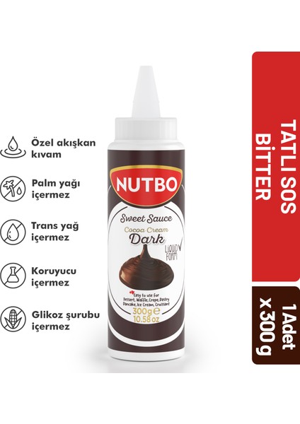 Tatlı Sos Bitter- Waffle& Krep& Pankek& Churros& San Sebastian& Kruvasan& Dondurma Sos 300 gr