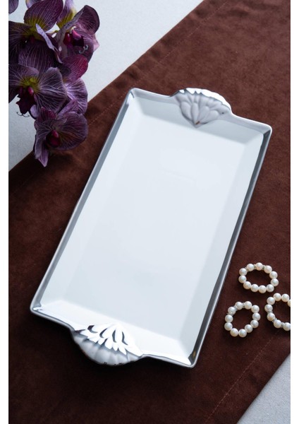 Arven Dikdörtgen Silver Sunum Tepsi - 41 cm