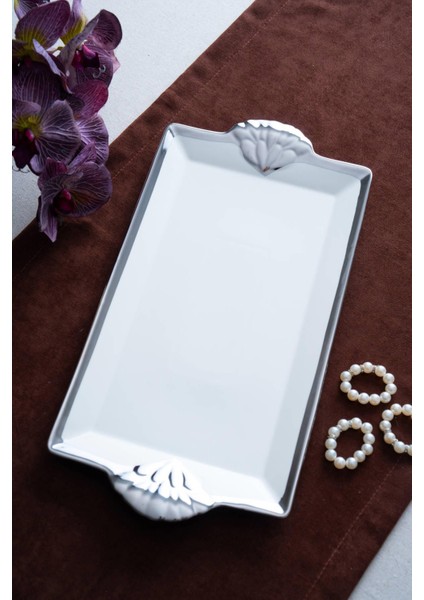 Arven Dikdörtgen Silver Sunum Tepsi - 41 cm fiyatları