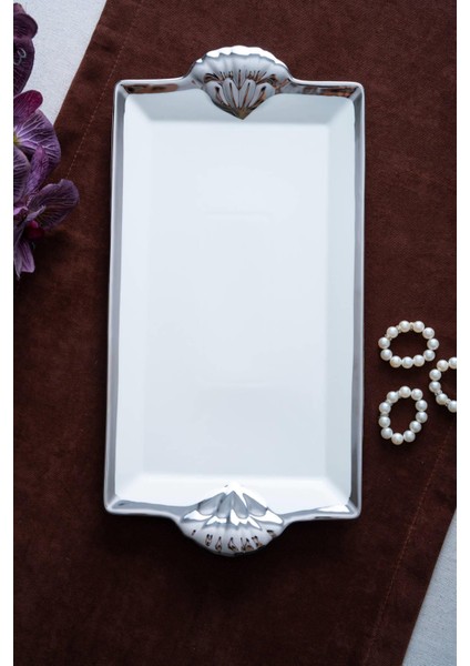Arven Dikdörtgen Silver Sunum Tepsi - 41 cm modelleri