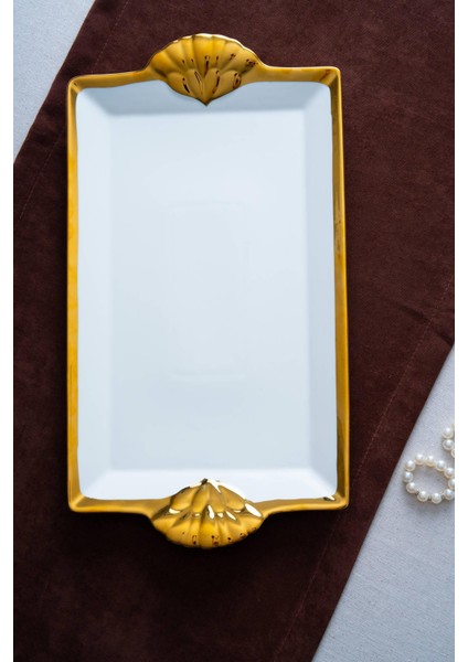 Arven Dikdörtgen Gold Sunum Tepsi - 45 cm fiyatları