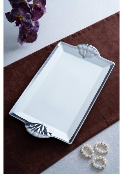 Arven Dikdörtgen Silver Sunum Tepsi - 45 cm fiyatları