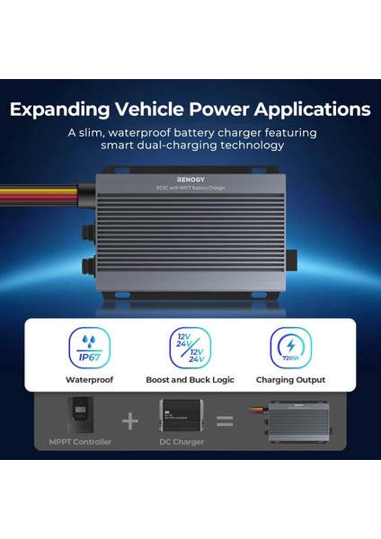 12V/24V IP67 50A Mppt Şarj Kontrol Cihazı ve Dc-Dc Şarj Cihazı