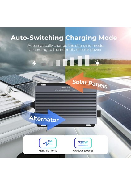 12V/24V IP67 50A Mppt Şarj Kontrol Cihazı ve Dc-Dc Şarj Cihazı
