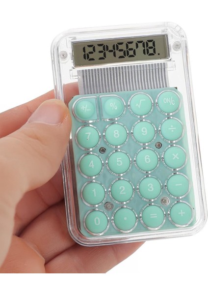PM-25418 Şeffaf Renk Yeşil Tuş 8 Haneli Mını Hesap Makinesi