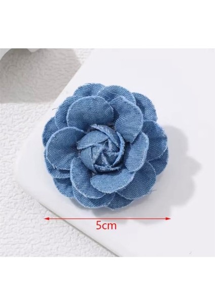 Denim Kamelya Çiçeği Broş-5 cm (Tek Ürün) fiyatları
