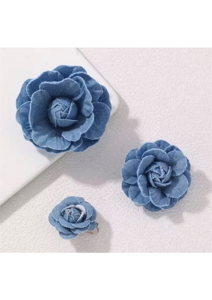 Denim Kamelya Çiçeği Broş-5 cm (Tek Ürün) fırsatları