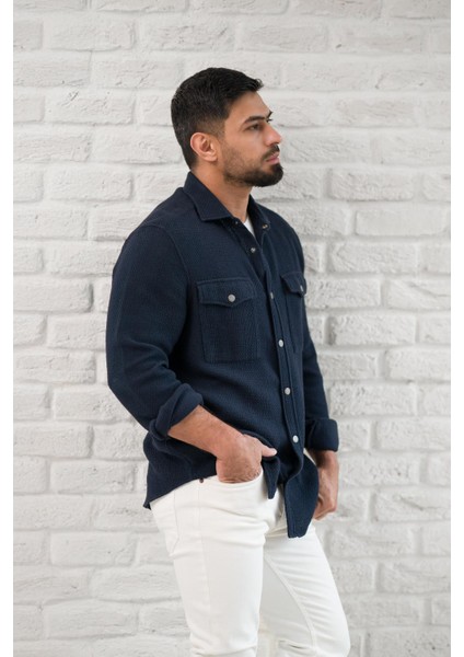 Çıtcıtlı Kapak Cepli Örgülü Rahat Kesim Gömlek indirimleri
