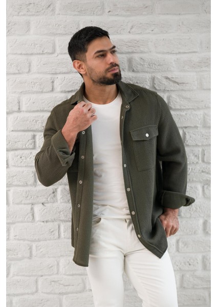 Çıtcıtlı Kapak Cepli Örgülü Rahat Kesim Gömlek fiyatları