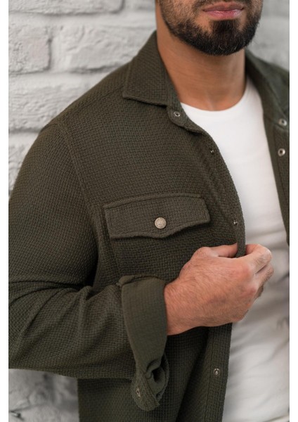 Çıtcıtlı Kapak Cepli Örgülü Rahat Kesim Gömlek modelleri